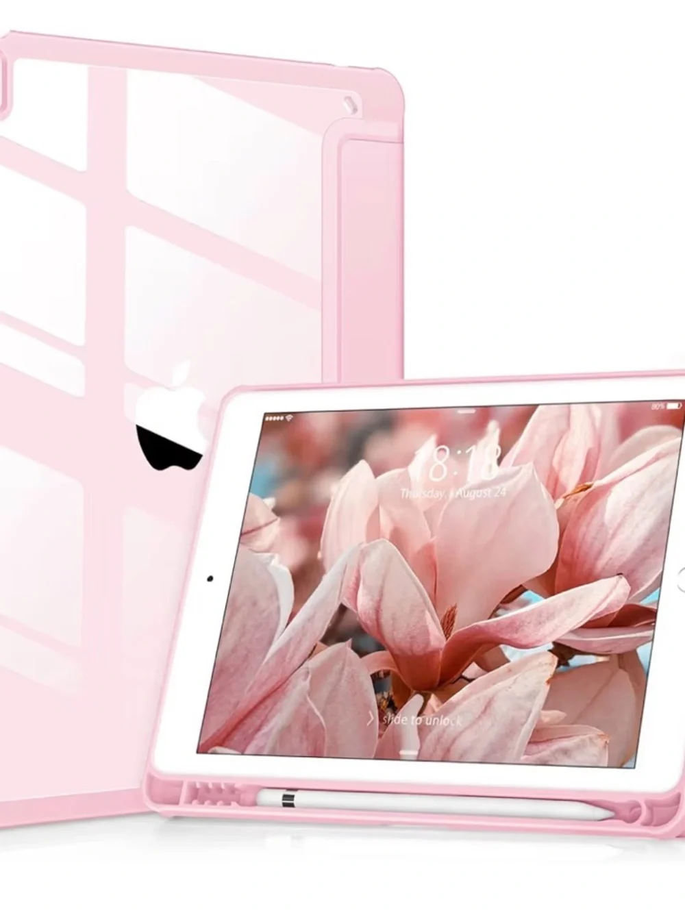 Apple Pink Clear Hybrid Tablet Case with Soft TUP Edges